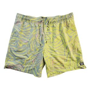 Billabong Sundays Layback Recycler Board Shorts Mens XL Yellow Green Swim Trunks